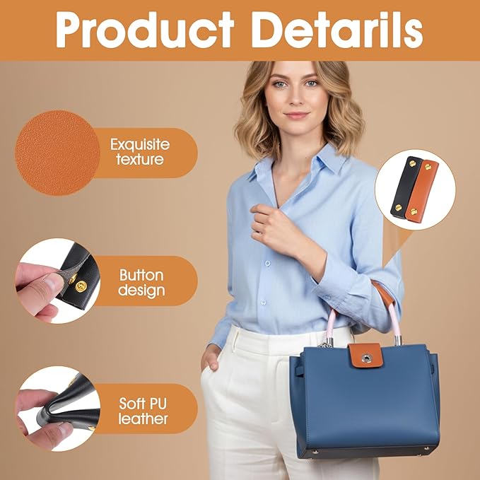4 Pack Bag Handles Wrap, Purse Handle Covers, Handbag Handle Wrap Covers, Leather Luggage Handles Wraps for Handbags for Shopping Travel