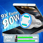 USB C Car Charger, KYOHAYA 2Pack 90W 4-Port Dual USB-C & USB-A Car Power Cigarette Lighter PD/QC3.0 Type C Car Carplay Charger Fast Charging for iPhone 17 17 Pro 16 15 14 13 12 11/Galaxy S26 S25/Pixel