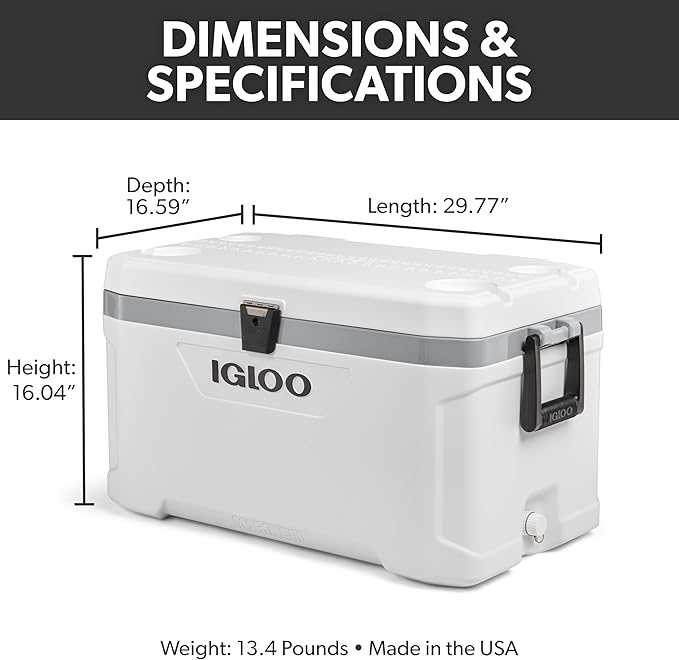 Igloo Marine Cooler | Insulated Hard Shell Ice Chest |Great for Fishing, Camping, Boating, & More