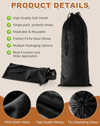 4 Pcs Single Shoe Bags for Travel, 17.3"x8.6" Washable Travel Shoe Bags for Packing in Suitcase, Velvet Dust Bag with Drawstring, Shoe Pouch for Women and Men, Travel and Home Storage (Black Beauty)