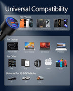[3 in 1] USB C Car Charger 102W Super Fast Charging Adapter,3-Port PD PPS Car Charger with Ventilation Design, Dual 36W USB-C & 30W USB-A Ports for iPhone 17/16/15/14, Samsung Galaxy, iPad,Laptop
