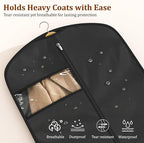 KIMBORA 65" Dress Bags for Gowns Long Garment Bags for Hanging Clothes with Clear Window, Foldable Wedding Dress Cover for Closet Storage and Travel (2 Packs, Black)