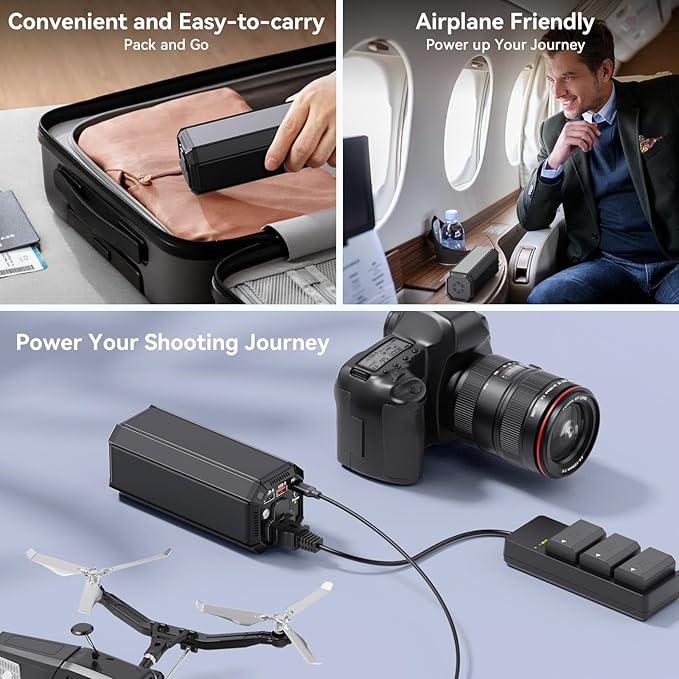 Portable Power Bank with AC Outlet, 100W Portable Laptop Charger, 98Wh/27000mAh High Capacity with 65W PD USB C Laptop Battery Bank, Backup Power Source for Business Travel and Outdoor Activities