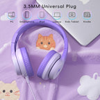 Candy Bila Kids Headphones, Wired Headphones for Kids Over Ear with Microphone, 85/94dB Volume Limiter Headphone for Girls Boys, Foldable Headphone for Learning & Entertainment, Gradient Deep Purple