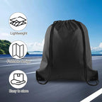 PLULON 15 Pcs Black Drawstring Bags, Drawstring Backpack Bulk, Classic Gym Backpack Bags for Yoga Traveling Outdoor Sports