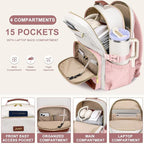 Focdod Laptop Backpack for Women Bookbag: 15.6 inch Work Backpacks with Pouch Pocket for Large Capacity Cup & USB Charger College Book Bag Travel Business Nurse Teacher Bookbags Anti-theft Back Pack