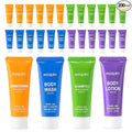 50 Set 4-IN-1 Travel Size Hotel Toiletries Bulk,200 Pack 30ml/1 fl oz Mini Hotel Toiletries with Body Wash,Shampoo,Conditioner,Body Lotion Guest Supplies Bulk for Homeless,Motel,Charity