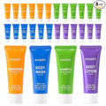 2 Set 4-IN-1 Travel Size Hotel Toiletries Bulk,8 Pack 30ml/1 fl oz Mini Hotel Toiletries with Body Wash,Shampoo,Conditioner,Body Lotion Guest Supplies Bulk for Homeless,Motel,Charity