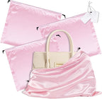 Vonty 3 Pack Silky Dust Bags for Shoes and Purses, Satin Drawstring Bag for HandBags Boots - Pink Shoe Bag Silk Dust Cover Bag Protector Travel Storage Pouch(23.6 x 19.6 In)