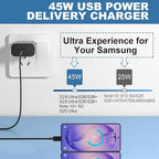 45W USB-C Super Fast Charger Type C Android Phone Charging Block with 10FT Cable for Samsung Galaxy S26 S25 S24 S23 Ultra/S26 S25 S24 S23 S22 S21 S20/Note 10/20, Galaxy Tab S8