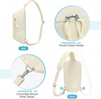 Small Sling Bag with RFID Blocking, Mini Fanny Pack for Women and Men, Convertible Crossbody Anti Theft Chest Bag for Travel Hiking Running, Beige