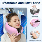 Cirorld Neck Pillow for Traveling, Travel Pillows for Airplanes,100% Pure Memory Foam Travel Neck Pillow, Adjustable Flight Pillow, Portable Plane Accessories with Eye Mask, Earplugs, Carry Bag