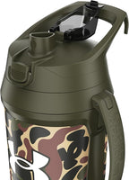 Under Armour Insulated Water Bottle with Handle & Fence Hook, Half Gallon Sports Water Jug, Leak-Resistant & BPA-Free for Baseball, Football & Gym - Green Hyper Camo, 64oz