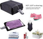YAMIU Travel Shoe Bags Set of 2 Waterproof Nylon with Zipper for Men & Women (Black)