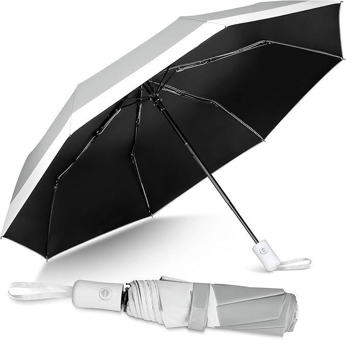 Windproof Travel Umbrella, Collapsible Umbrella Automatic Open Close Auto Small Compact Portable for Rain Sun Adult Women