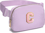 Gitus Initial Belt Bag Fanny Pack Crossbody Bag for Girls Birthday Gifts Age 8-10 Teen Girl Gifts Trend Stuff Personalized Letter Gifts for Daughter Sister (Lavender-C)