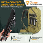 Premium Foldable Hiking Poles by USA Brand - Adjustable, Lightweight Trekking Poles Made of Aircraft Aluminum, Metal Locks Cork EVA Grips