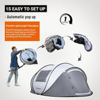 EchoSmile Pop Up Camping Tent, 2/4/6 Person Easy Setup Tent, Water Resistant Dome, Portable with Carry Bag