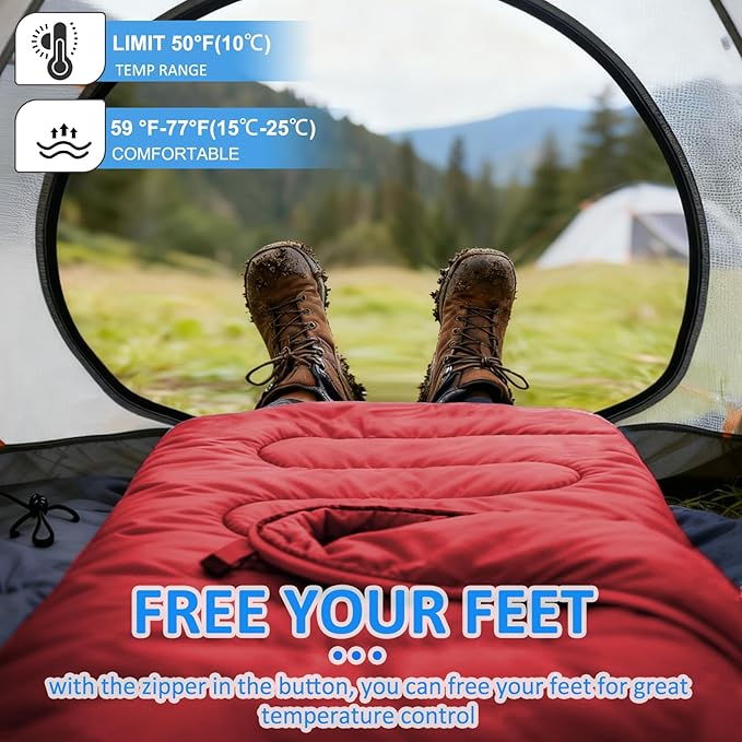 oaskys Camping Sleeping Bag - 3 Season Warm & Cool Weather - Summer Spring Fall Lightweight Waterproof for Adults Kids - Camping Gear Equipment, Traveling, and Outdoors