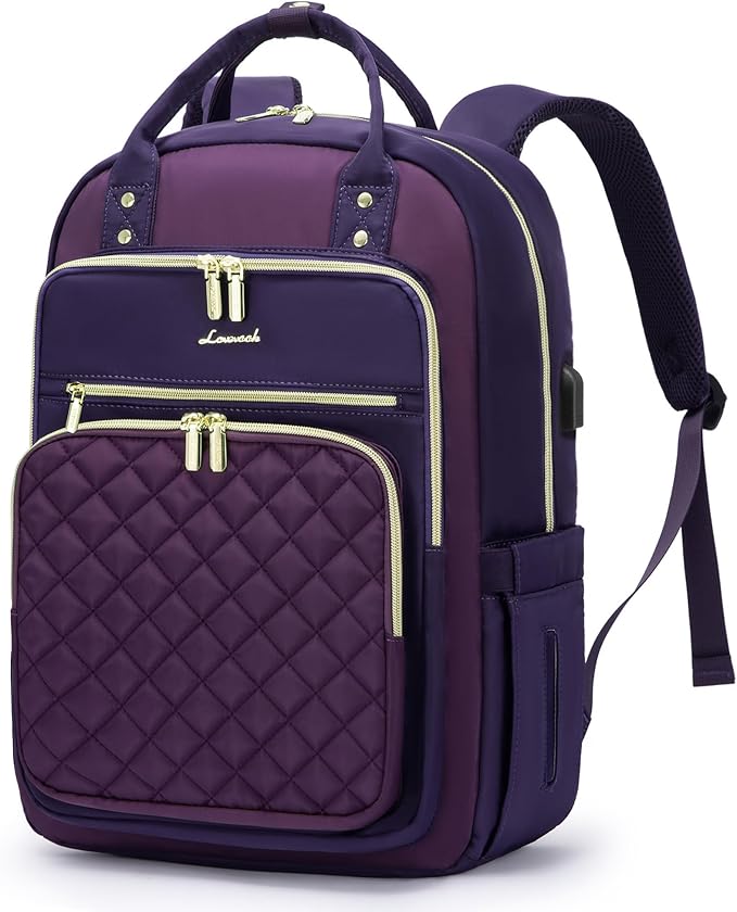 LOVEVOOK Laptop Backpack Purse for Women, 15.6" Laptop Bag for Travel with USB Port, Water Resistant Lightweight Daypacks for College Work Business, Nurse Teacher Computer Backpacks