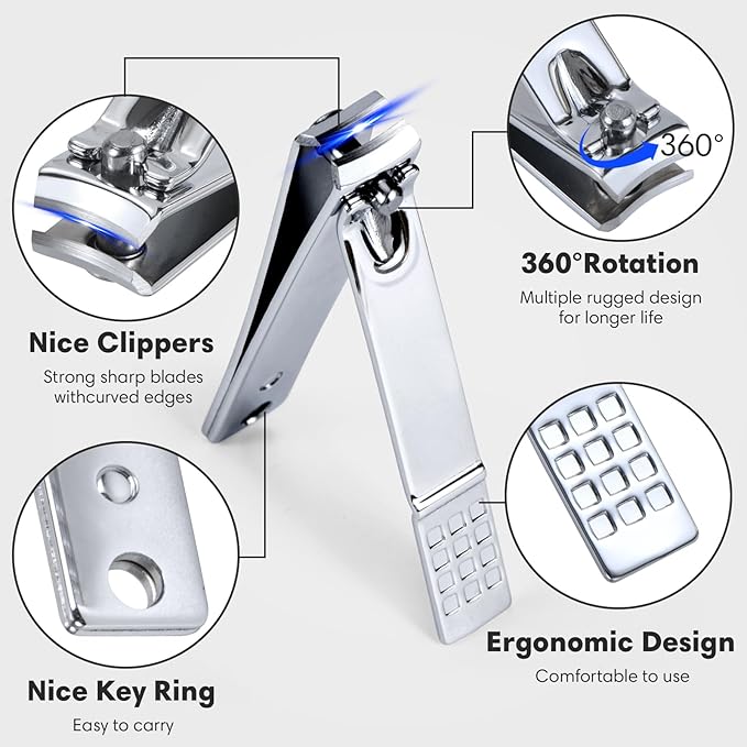 Yougai Nail Clippers Set - 18 Pcs Professional Manicure Pedicure Kit for Men Women, Stainless Steel Fingernail Toenail Clippers Cutters, Nail Care Grooming Tools with Leather Travel Case