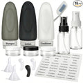 Dot&Dot Leak Proof Travel Bottles - Tubes for Liquid TSA Approved 3oz 15 pc Silicone Toiletries Travel Shampoo & Conditioner Containers with Labels