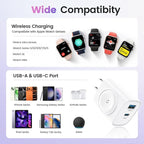 TOPADRE Charger for Apple Watch, USB C Charger Block, 3-in-1 20W Fast Charging, Portable Plug Travel Essential Charge for iWatch Ultra/SE/11/10/ 9/8/ 7/6, iPhone 16/16 Pro/ 15 Series, White