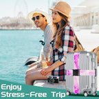 Slohif Luggage Straps for Suitcases Travel Belt Accessories Luggage Connector Identifiers Over Handle with Buckle Unique Nylon Adjustable Strap for Sleeping Bag Car Seat Deep Purple Marble (2 Pack)