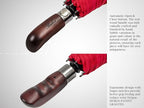 Balios Travel Folding Umbrella with Real Wood Handle Auto Open Close Vented Windproof Canopy - Designed in UK