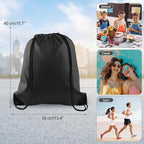 PLULON 6 Pcs Drawstring Bags Bulk Black Drawstring Backpack String Backpack Cinch Sack Sport Gym Backpack Bags for Yoga Traveling Outdoor Sports
