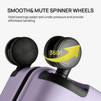 NINETYGO Medium Checked Luggage 25 Inch, Flat Top Opening Check In Luggage with Cup Holder, Expandable, Lightweight PC Hard Shell, TSA Lock, 360° Spinner Wheels (Lavender Taro Milk)