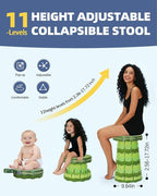 2 Pack Portable Collapsible Stools - Adjustable Folding Stools for Adults, Retractable Foldable Seat with Load Capacity 400lbs for Camping, Hiking, Fishing, Outdoor/Indoor, Green