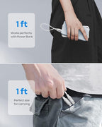 etguuds White USB C to USB C Cable 1ft, 2-Pack 60W USBC to USBC Cord, Type C to C Charger Cable Fast Charging for iPhone 17 16 15 Pro Max Plus Air, Samsung Galaxy S25 S24 S23, for MacBook/iPad, Pixel