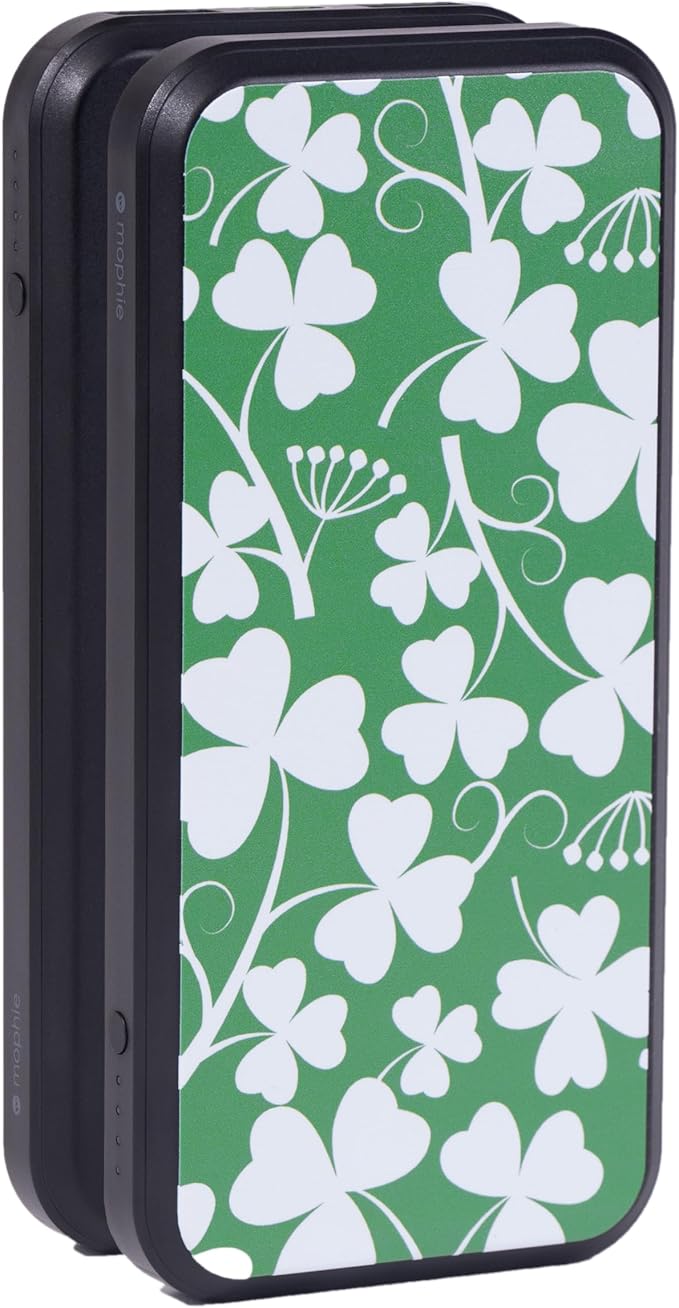 Mophie powerstation prime10 - Portable Power Bank with 10,000mAh Internal Battery, 18W USB-C PD Fast Charging, Charge 3 Devices Simultaneously, LED Power Indicator, Shamrocks