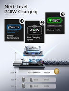 LISEN USB C to USB C Cable, 240W C to C Cable Fast Charging [6.6ft, 4 Pack] Type C Charger Fast Charging USBC to USBC Cable for iPhone 17 16 15 Pro Max iPad MacBook Pro Air M5 Samsung S26 S25 Ultra