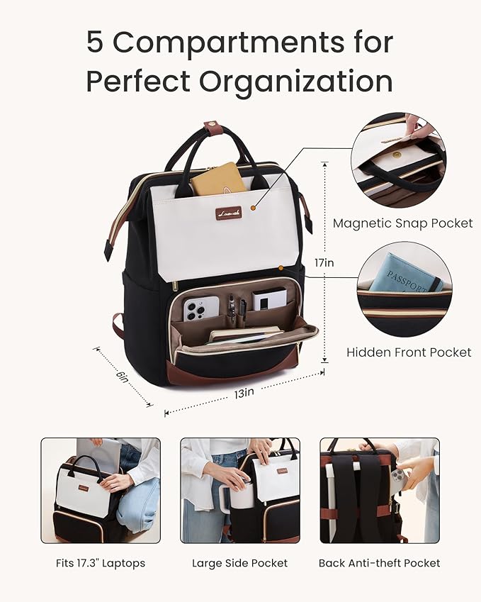 LOVEVOOK Laptop Backpack for Women with Giant Tumbler Holder Pocket, 17 inch Travel Work Backpack Purse for Nurse Teacher, Waterproof School Bag College Bookbag Cute Casual Daypack for Girls