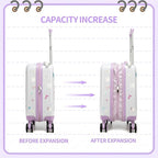 Kids Luggage Sets Suitcase Set with Travel Pillow for Girls 10 Sheets Gem Stickers Small Suitcase with Wheels Hardshell Carry on Luggage for Airplane Travel Essential DIY Styles Purple