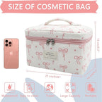 Gosect Large Makeup Bag, Cute Cosmetic Bag for Women Girls, Floral Coquette Aesthetic Toiletry Bag, Travel Make Up Organizer Bag (Pink Small Butterfly)