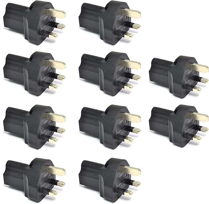 Ceptics UK, UAE, Hong Kong BS-1363 Travel Power Plug Adapter Accepts NEMA 5-15R - ETL Certified - Industrial Grade (IG-7-10PK)