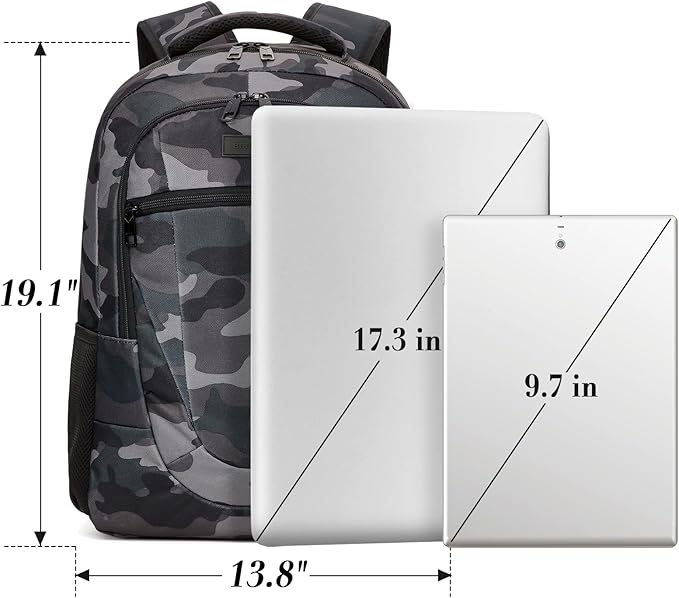 BIKROD Travel Laptop Backpack for Men, Backpacks for School Teen Boys, Business Anti Theft Slim Sturdy Back Pack, Adult Computer Bag Gift 17.3 IN Laptop, Camouflage