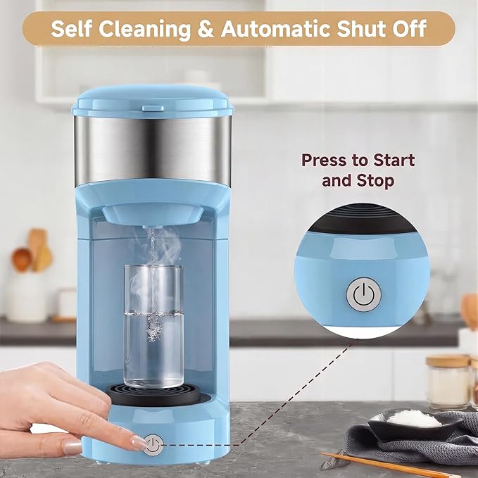 Single Serve Coffee Maker, 2 in 1 Brewer for K Pod & Ground Coffee, 90s Rapid Brew 6 to 14oz Capacities with Auto Shut Off, Small Compact Design for Home Office Travel Camping-Blue
