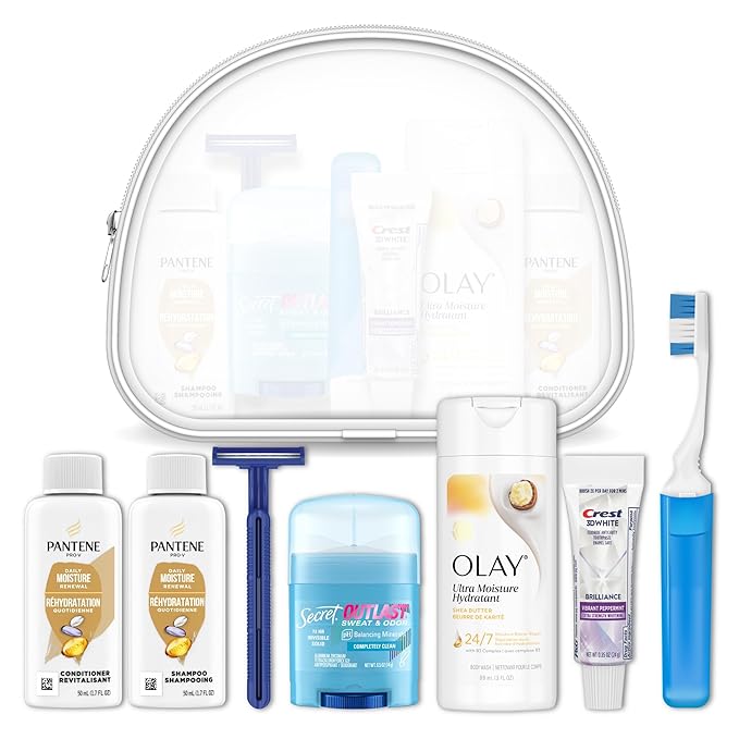 Handy Solutions Premium Women’s 7Piece Travel Size Kit, clear, 1 Count