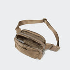 Pander Everywhere Belt Bag for Women, 5 Zipper Pockets Nylon Crossbody Fanny Pack Purse (Gray Brown)