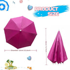3 Pack Umbrella Hat, Sports Head Umbrella Hats for Adult Women, 26" Diameter Folding Waterproof Rainbow Fishing Headwear for Outdoor Party Beach Hiking