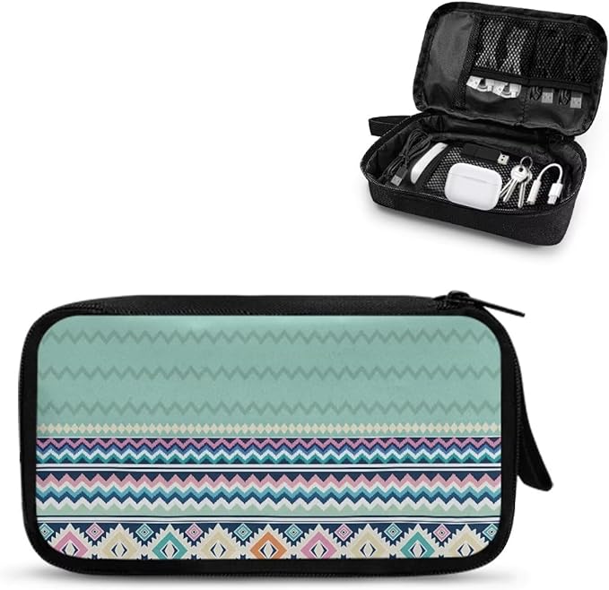 Geometric Electronic Organizer Cord Organizer Travel Pouch Electronic Accessories Carry Case Large Travel Cable Organizer Bag for SD Card Phone Power Bank