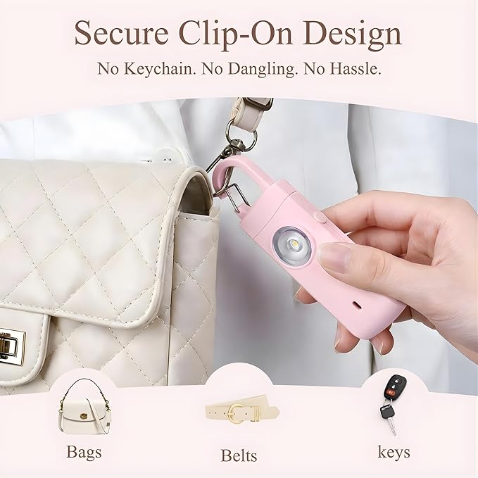 Personal Alarms for Women, Panic Button Self Defense Keychain with Clip-On Design, 130dB Alarm & Strobe Light for Personal Protection, Safety Whistle for Travel Safe, Small Gifts for Women ( Pink )