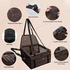 Dog Car Seat Foldable Dog Car Booster Seat Waterproof Breathable Oxford Travel Bag for Small to Medium Dogs, Puppies, and Pets-Pure Coffee