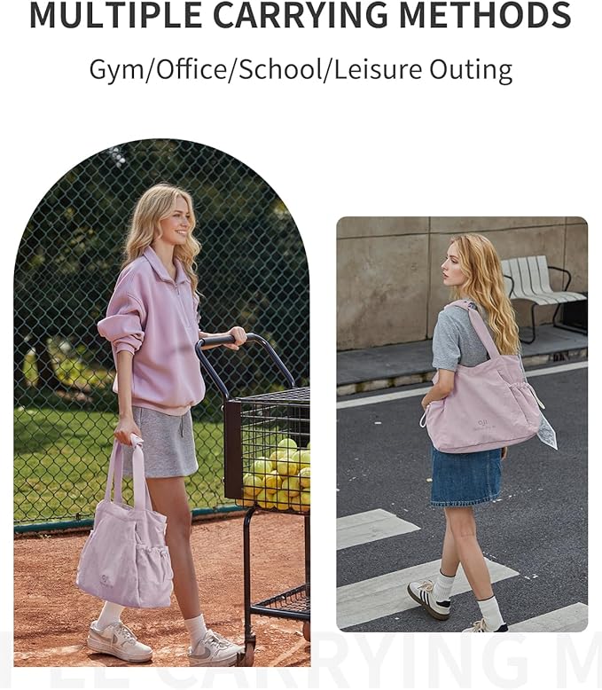 Gym Tote Bag for Women, Lightweight Yoga Mat Bag with Wet Dry Storage Pocket & Multi Pockets