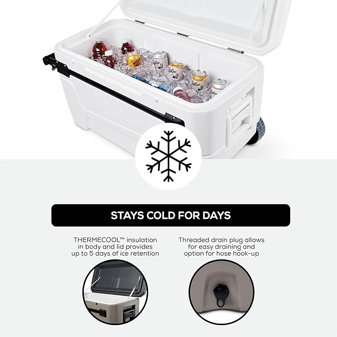 Igloo Maxcold Glide 110Qt Wheeled Cooler | Insulated Hard Shell Ice Chest