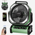 Socool Camping Fan with Light, 20000mAh Rechargeable Battery Fan with Remote, 112Hrs & 8 Speeds, Digital Display, Timer, Auto Oscillation, 270° Pivot & Hook for Outdoor Tent, Hurricane, Power Outage